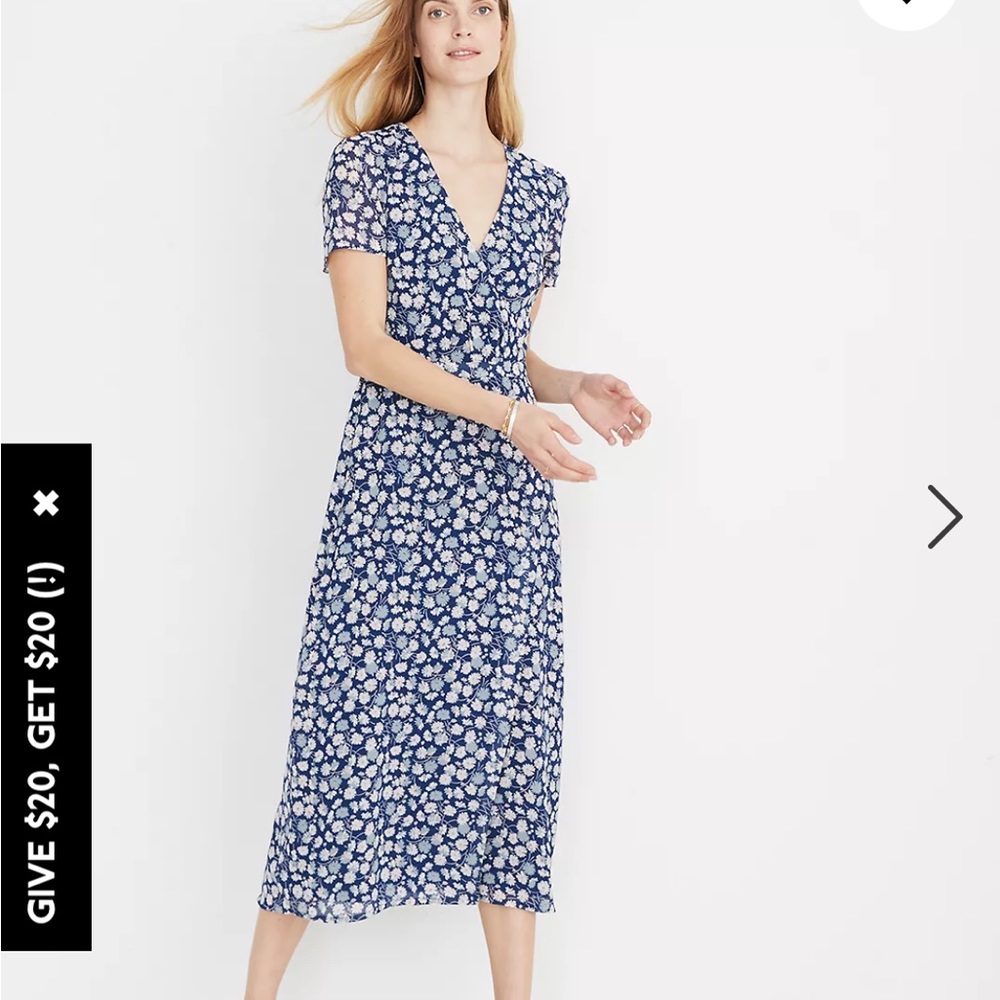 French Floral Midi Wrap dress